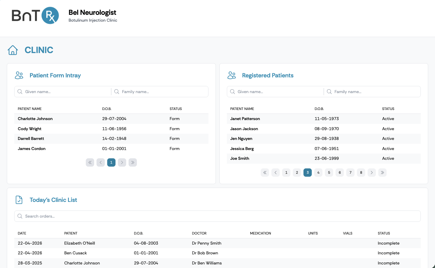 BnTRx software interface visual